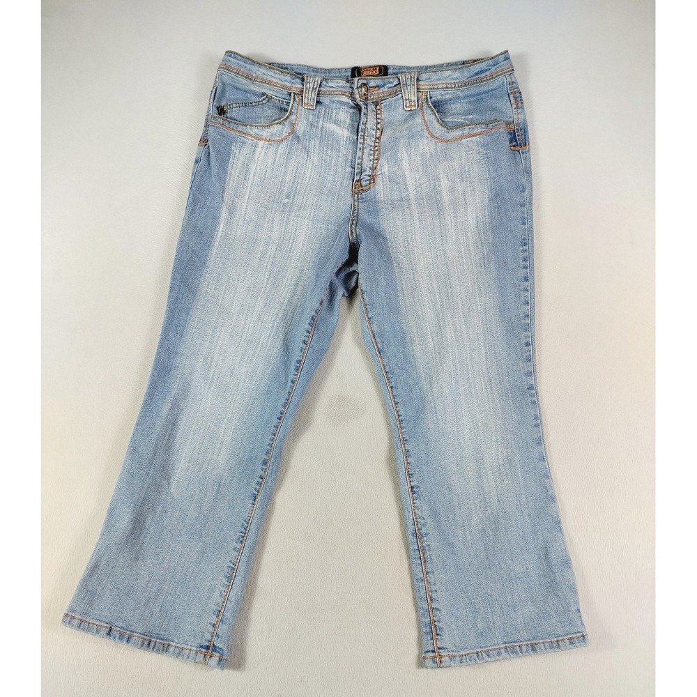 Crest Jeans Women's Juniors 17/18 Light Wash Capri‎ Stretch Denim Distressed
